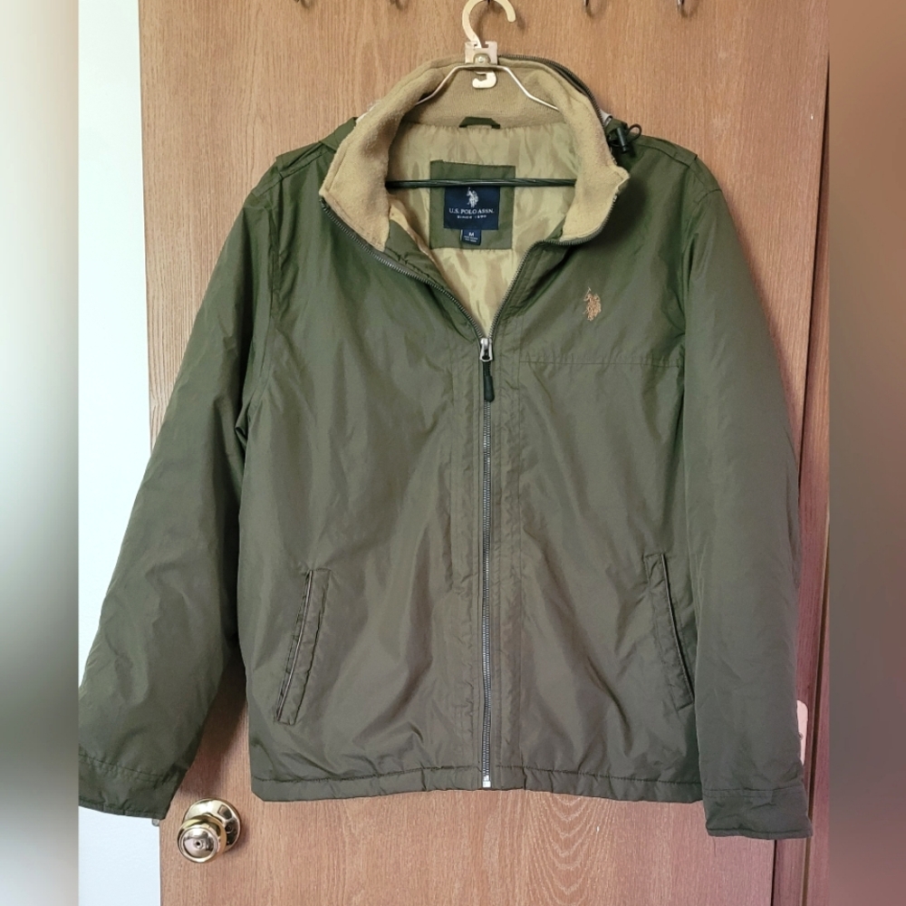 U.S. Polo Assn. Men's Piped Hooded Jacket with Fleece Lining Medium